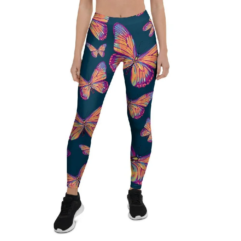 Watercolor Butterfly Print Women's Leggings