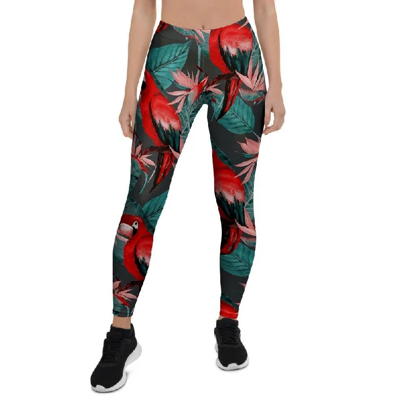 Watercolor Parrot Tropical Print Women's Leggings