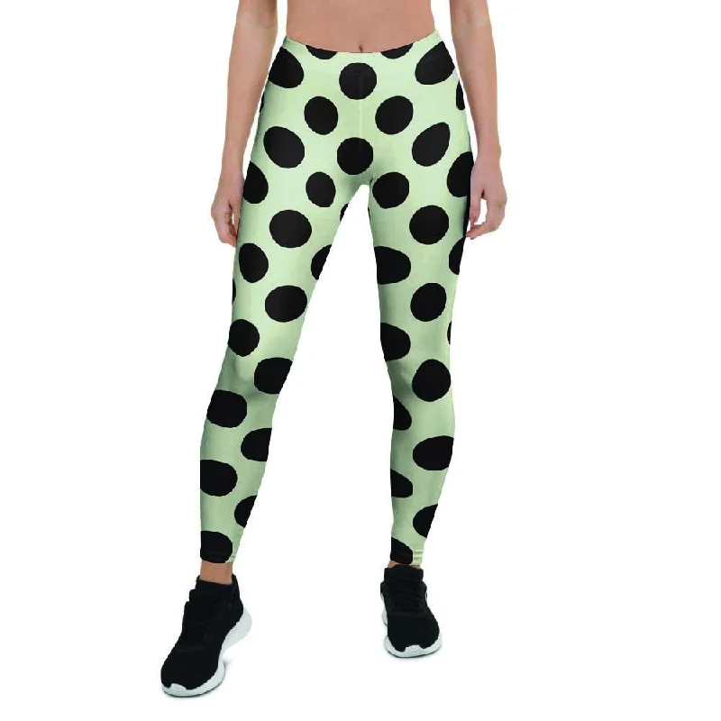 White And Black Polka Dot Print Women's Leggings