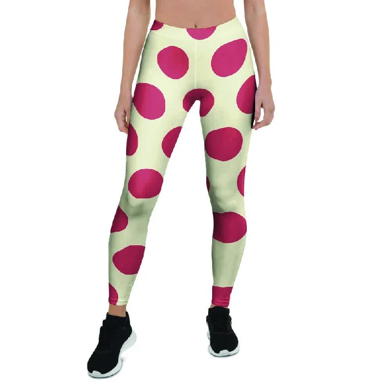 White And Red Polka Dot Women's Leggings