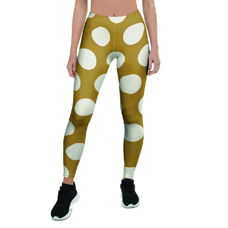 White And Yellow Polka Dot Women's Leggings