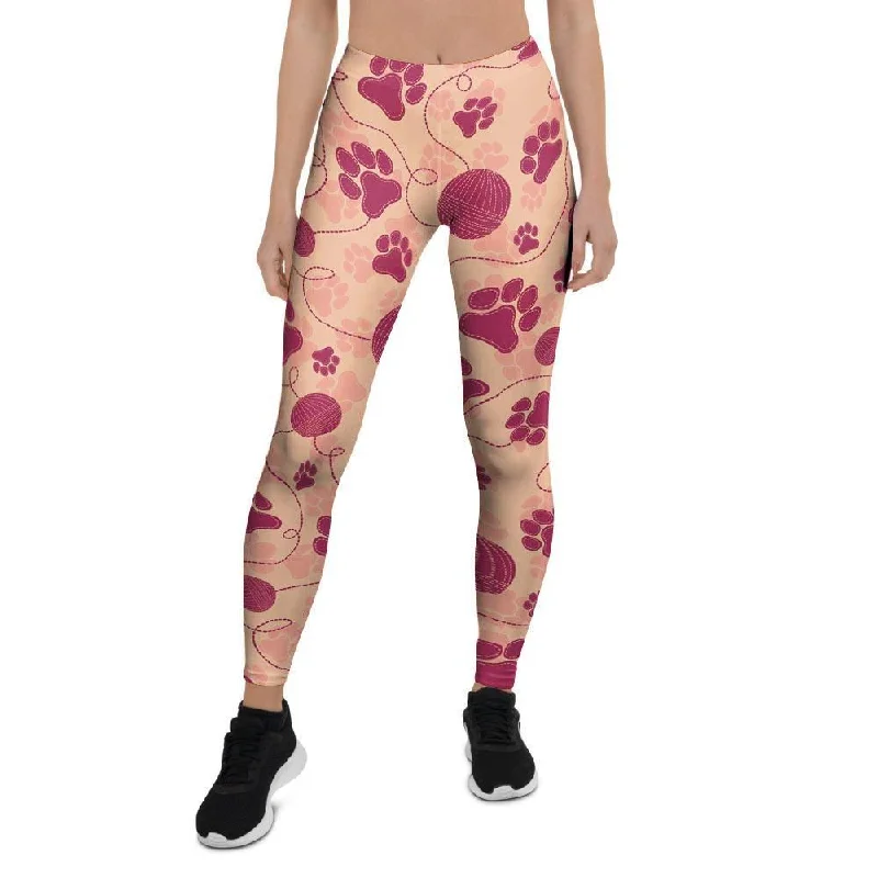 Yarn Paw Print Women's Leggings