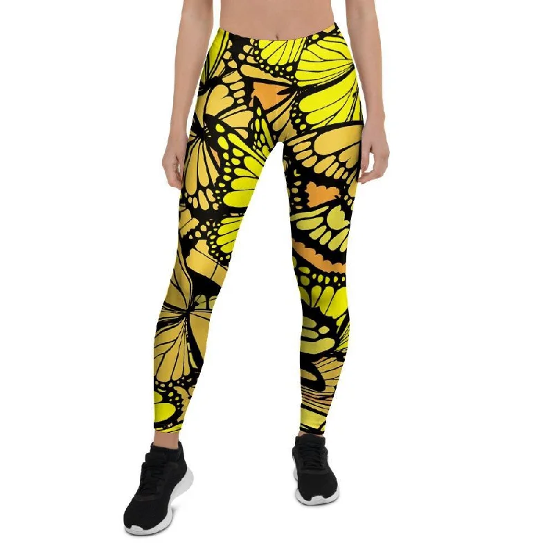 Yellow Monarch Butterfly Women's Leggings