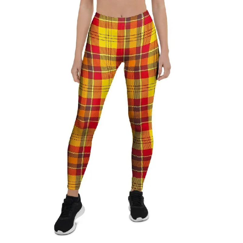 Yellow Plaid Tartan Women's Leggings