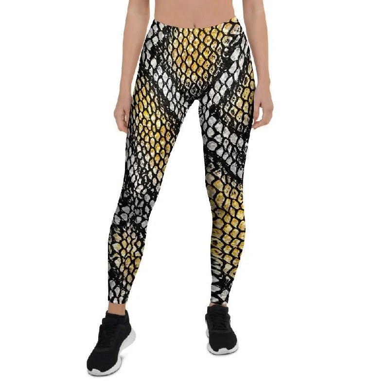 Yellow Snakeskin print Women's Leggings