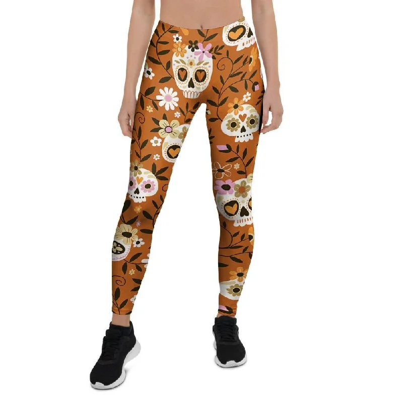 Yellow Sugar Skull Women's Leggings