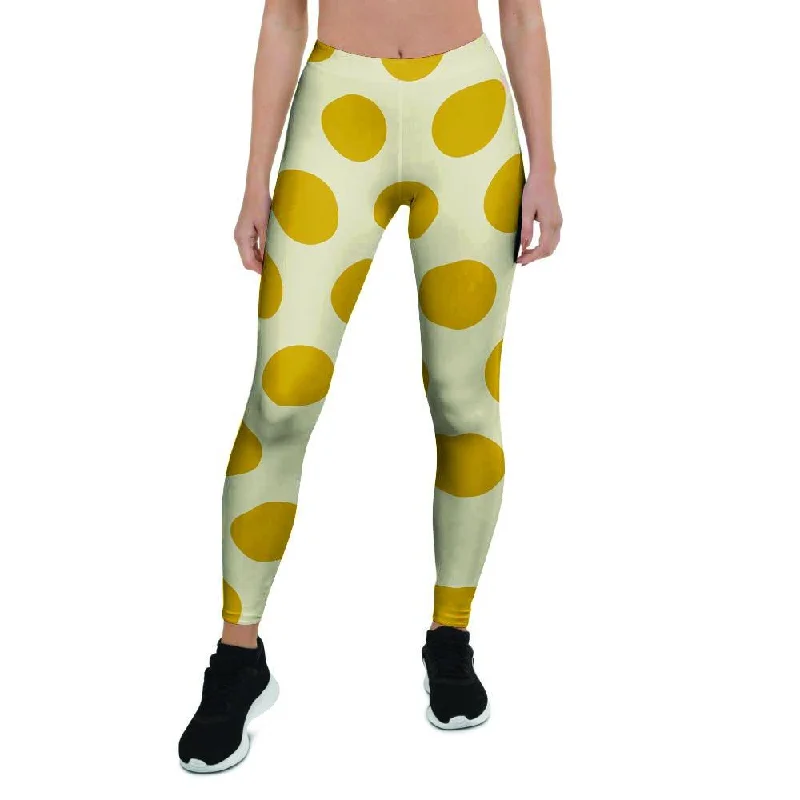 Yellow White Polka Dot Women's Leggings